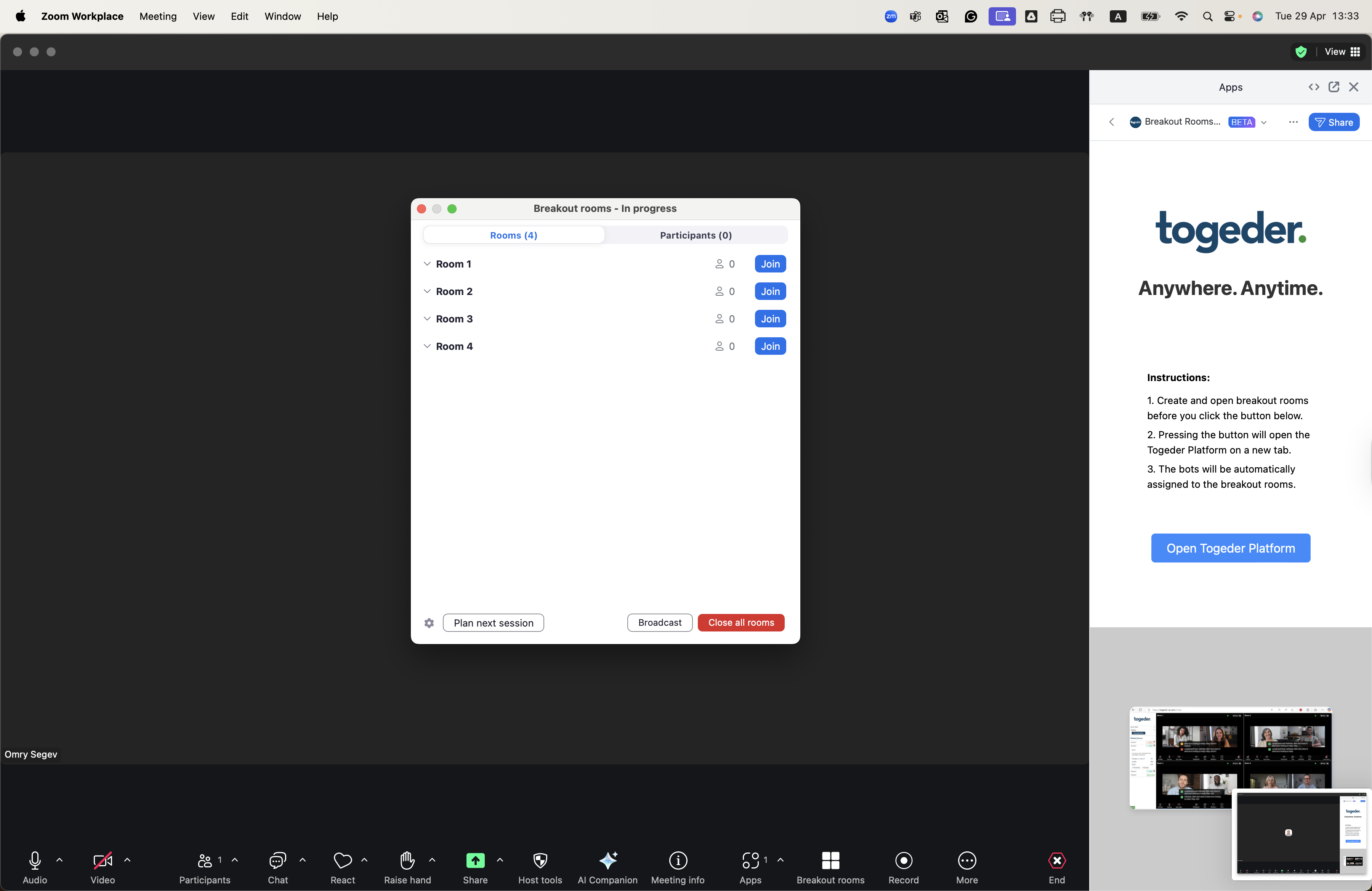 פתיחת Breakout Rooms